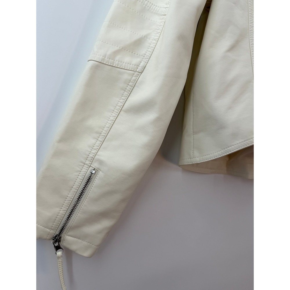 DB Studio Bridal Biker MotoJacket Women XL Ivory Faux Leather Happily Ever After - Picture 6 of 12
